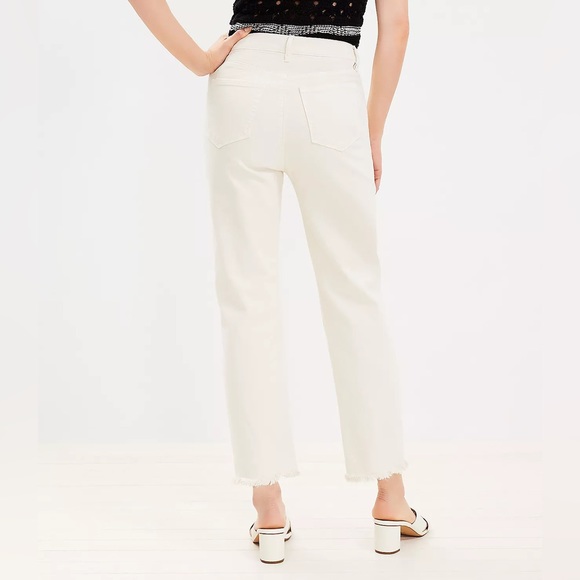 Loft High Rise Relaxed Straight Jeans with Raw Hem in Popcorn - 28x29 - Picture 2 of 12